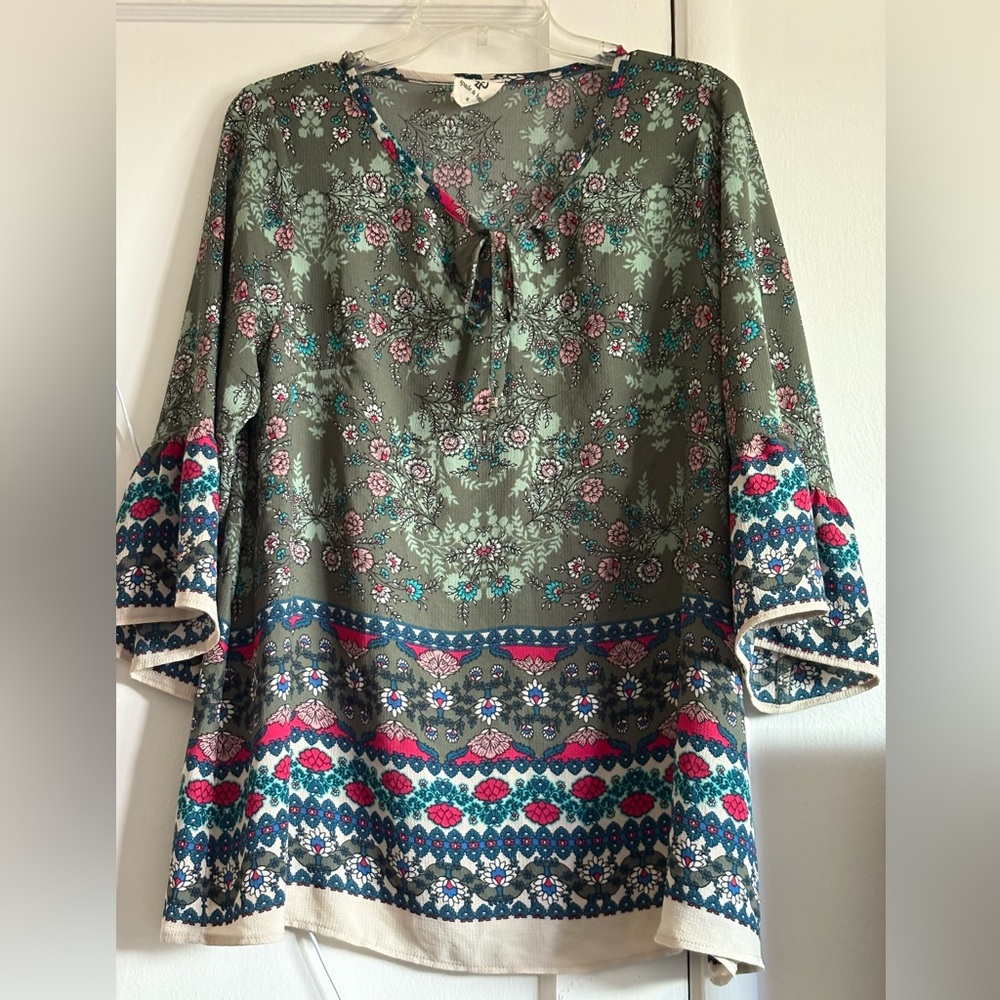 Floral Patterned Women's Tunic Top